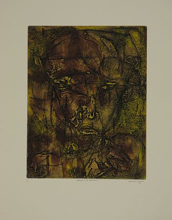 Click the image for a view of: Kagiso Pat Mautloa. Version of brown (1). 2009. Intaglio prints. 496X391mm
